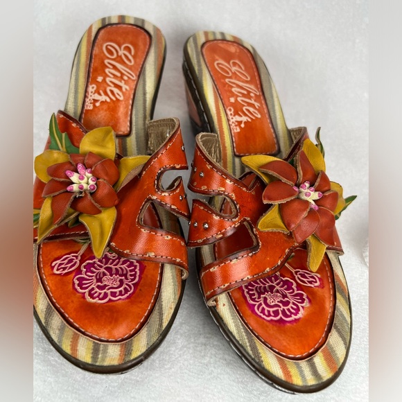 Elite by Corkys, Orange bohemian wedges - Picture 2 of 5